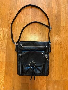 Vintage Sam & Hadley Classic Black Leather Crossbody Bag